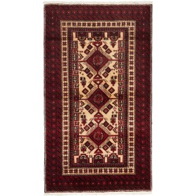 Tappeto Baluch Persia Astratto Rosso Bordeaux Crema 105x184