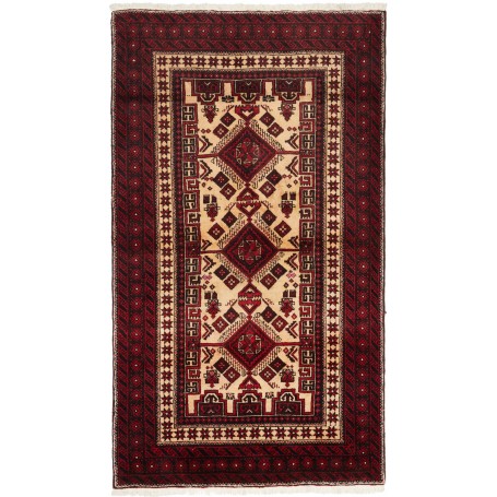 Tappeto Baluch Persia Astratto Rosso Bordeaux Crema 105x184