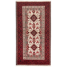 Tappeto Baluch Persia Geometrico Rosso Crema 100x187 Cm