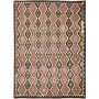 Tappeto Kilim Afghanistan Astratto Nero Crema 224x299 Cm