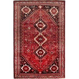 Tappeto Shiraz Persia Astratto Rosso Nero Crema 174x268 Cm