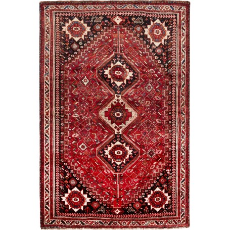 Tappeto Shiraz Persia Astratto Rosso Nero Crema 174x268 Cm