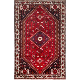 Tappeto Shiraz Persia Geometrico Rosso Blu 162x252 Cm