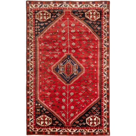 Tappeto Shiraz Persia Geometrico Rosso Blu Scuro 152x245 Cm