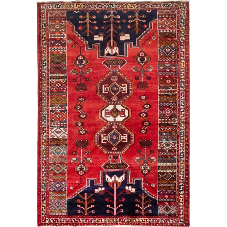 Tappeto Shiraz Persia Geometrico Rosso Blu 170x253 Cm