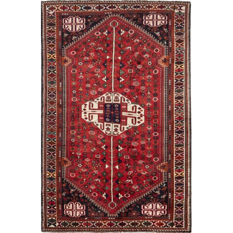Tappeto Shiraz Persia Medaglione Rosso Blu 168x255 Cm