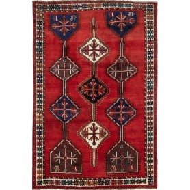 Tappeto Shiraz Persia Astratto Rosso Blu 165x252 Cm