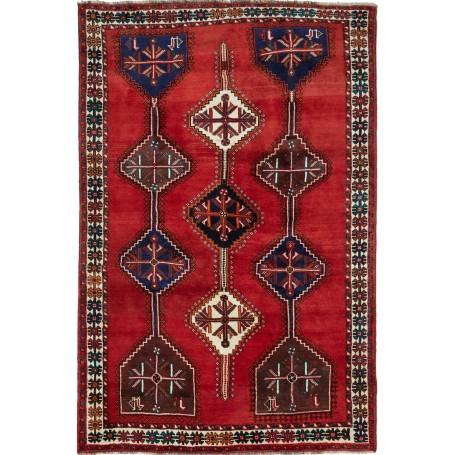 Tappeto Shiraz Persia Astratto Rosso Blu 165x252 Cm