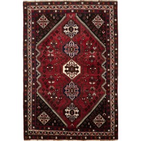 Tappeto Shiraz Persia Medaglione Rosso Bordeaux Nero 180x268