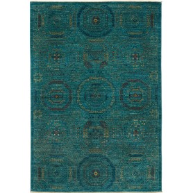 Tappeto Mamlouk Pakistan Geometrico Blu Petrolio Acquamarina