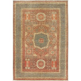Tappeto Mamlouk Pakistan Geometrico Rosso Terracotta Blu-gri