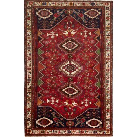 Tappeto Shiraz Persia Geometrico Rosso Blu 182x279 Cm