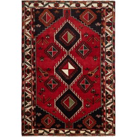 Tappeto Shiraz Persia Geometrico Rosso Nero 175x253 Cm