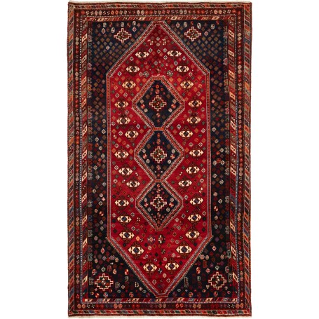 Tappeto Shiraz Persia Geometrico Rosso Blu 162x274 Cm