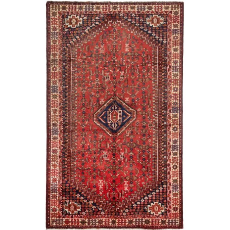 Tappeto Shiraz Persia Geometrico Rosso Blu Scuro 160x260 Cm