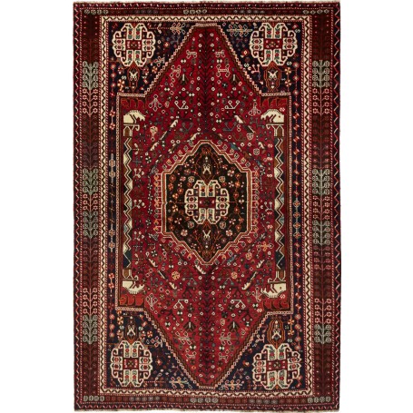 Tappeto Shiraz Persia Geometrico Rosso Bordeaux Blu 160x250