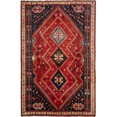 Tappeto Shiraz Persia Geometrico Rosso Blu 170x262 Cm