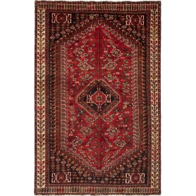 Tappeto Shiraz Persia Geometrico Rosso Nero Crema 162x248 Cm