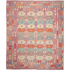 Tappeto Kilim Afghanistan Geometrico Malva Turchese 247x293