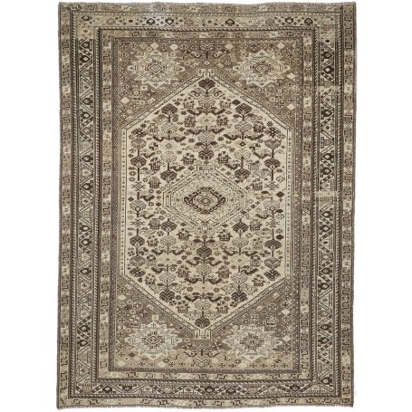 Tappeto Vintage Persia Medaglione Crema Marrone 204x286 Cm