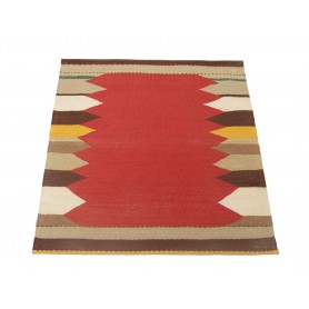 Tappeto Kilim Persia Geometrico Rosso Beige 100x103 Cm
