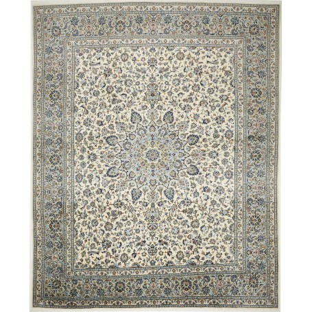 Tappeto Kashan Persia Medaglione Avorio Blu 292x360 Cm