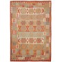 Tappeto Kilim Afghanistan Astratto Terracotta Blu 199x294 Cm