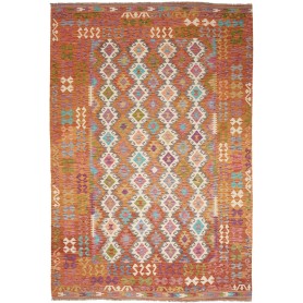 Tappeto Kilim Afghanistan Geometrico Arancione Multicolore 2