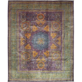 Tappeto Mamlouk Pakistan Geometrico Verde Turchese Viola 243