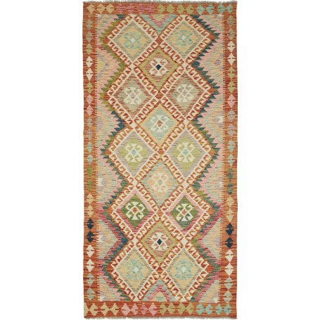 Tappeto Kilim Afghanistan Geometrico Rosa Antico Verde Salvi