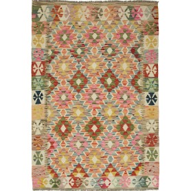 Tappeto Kilim Afghanistan Geometrico Multicolore Pastello 12