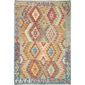 Tappeto Kilim Afghanistan Geometrico Multicolore Vivace 125x