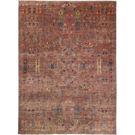 Tappeto Shahi Fine Pakistan Floreale Borgogna Blu Petrolio 1