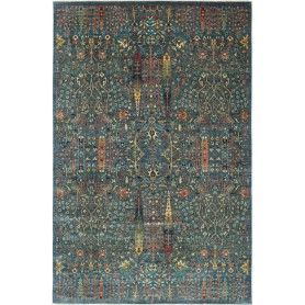 Tappeto Shahi Fine Pakistan Floreale Blu Petrolio Arancione