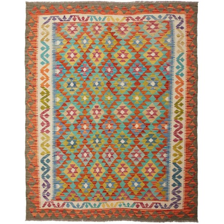 Tappeto Kilim Afghanistan Geometrico Multicolore Vivace 156x