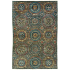 Tappeto Mamlouk Pakistan Astratto Petrolio Rosso 121x186 Cm