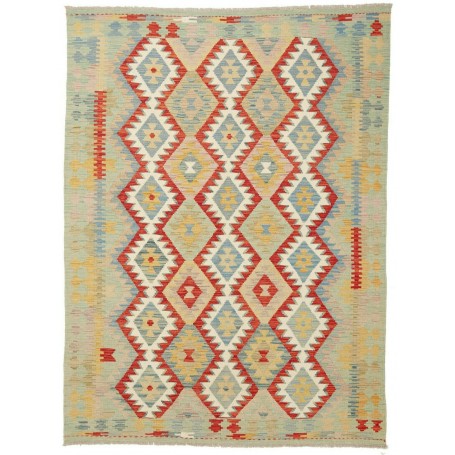 Tappeto Kilim Afghanistan Geometrico Azzurro Rosso 149x201 C
