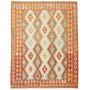 Tappeto Kilim Afghanistan Geometrico Terracotta Azzurro 152x