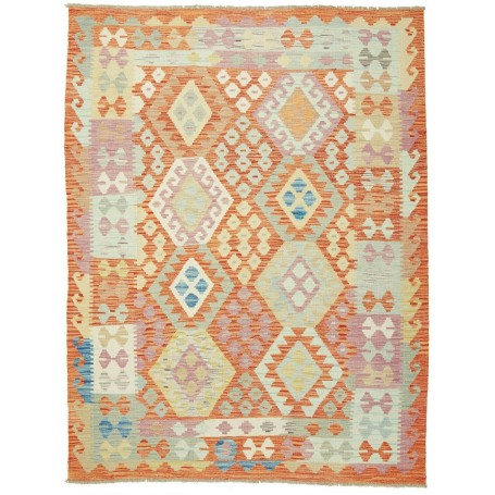 Tappeto Kilim Afghanistan Geometrico Arancio Pastello 153x20