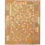 Tappeto Kilim Afghanistan Geometrico Arancio Azzurro 154x192