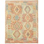 Tappeto Kilim Afghanistan Geometrico Arancio Azzurro 149x196