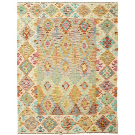 Tappeto Kilim Afghanistan Astratto Multicolore Pastello Crem