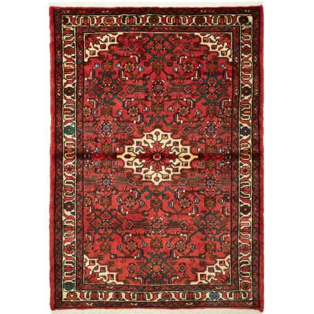 Tappeto Medaglione Rosso Beige 106x152 Cm