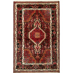 Tappeto Geometrico Rosso Nero 107x165 Cm