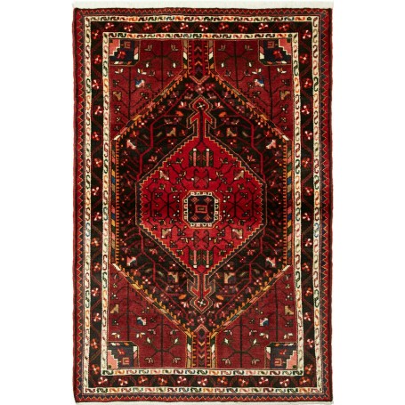 Tappeto Medaglione Rosso Nero 105x164 Cm