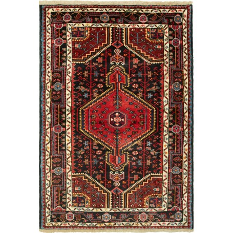 Tappeto Geometrico Rosso Nero 101x152 Cm