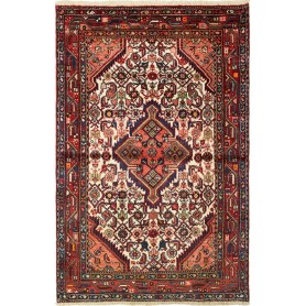 Tappeto Geometrico Crema Rosso 103x160 Cm