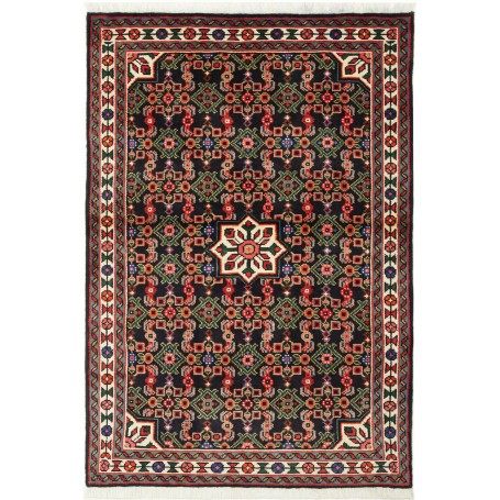 Tappeto Geometrico Nero Rosso 100x144 Cm