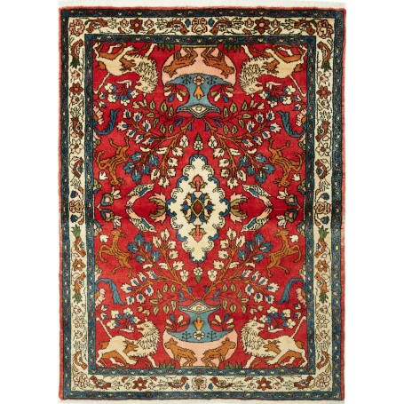Tappeto Medaglione Rosso Blu 110x154 Cm