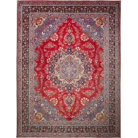Tappeto Sabzevar Persia Medaglione Rosso Blu 290x390 Cm